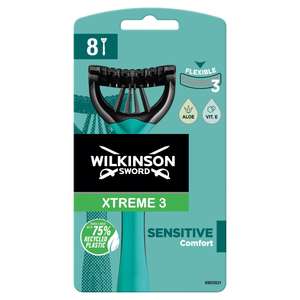 WILKINSON SWORD - Xtreme 3 For Men | Sensitive | Pack of 8 Disposable Razors