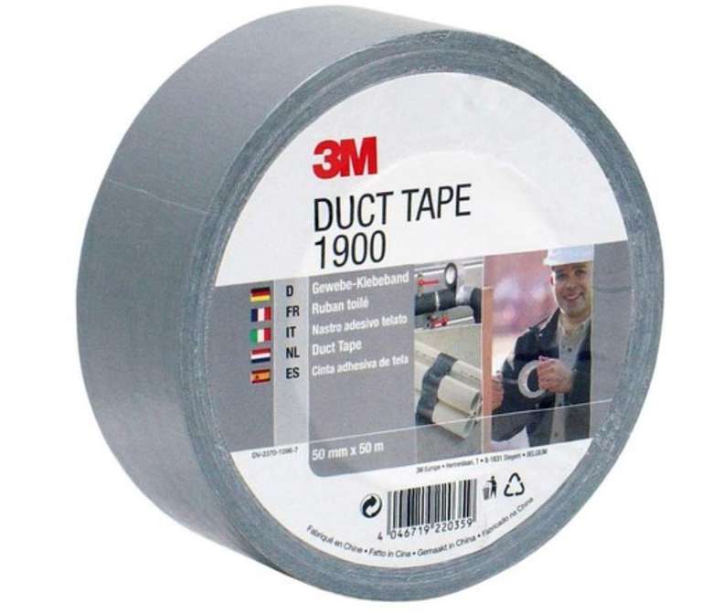 3M 1900 Value Duct Tape Silver-Grey for all Repairing, Labelling and Sealing Jobs, 50 mm x 50 m (£3.05 S&S)