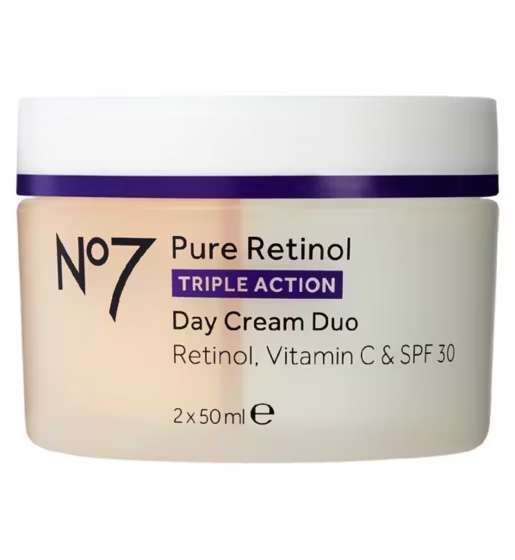 Offers stacking- 3 x No7 Pure Retinol vit C 100ml (3 for 2, 20% off with advantage card, save £10 on £50 spend, 10% student discount)