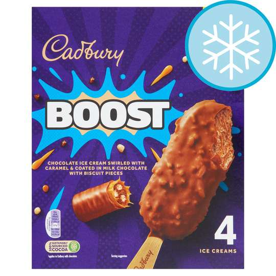 Cadbury Boost Ice Cream Sticks 4X90ml - £1.75 Clubcard Price @ Tesco