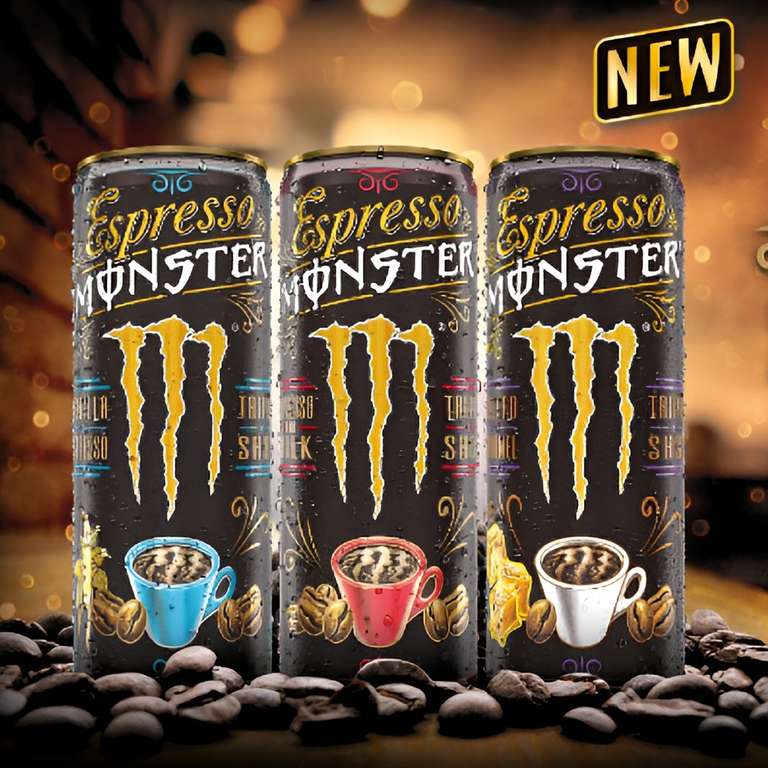 12 x Espresso Monster Triple Shot Coffee Cans 250ml - £4.99 (£20 Min Spend) 3 Flavours To Choose From (Good Dates) @ Discount Dragon