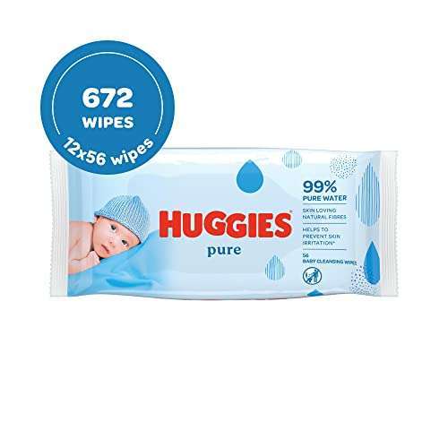 Huggies Pure Baby Wipes, 12 Packs (672 Wipes Total) - £6 @ Asda