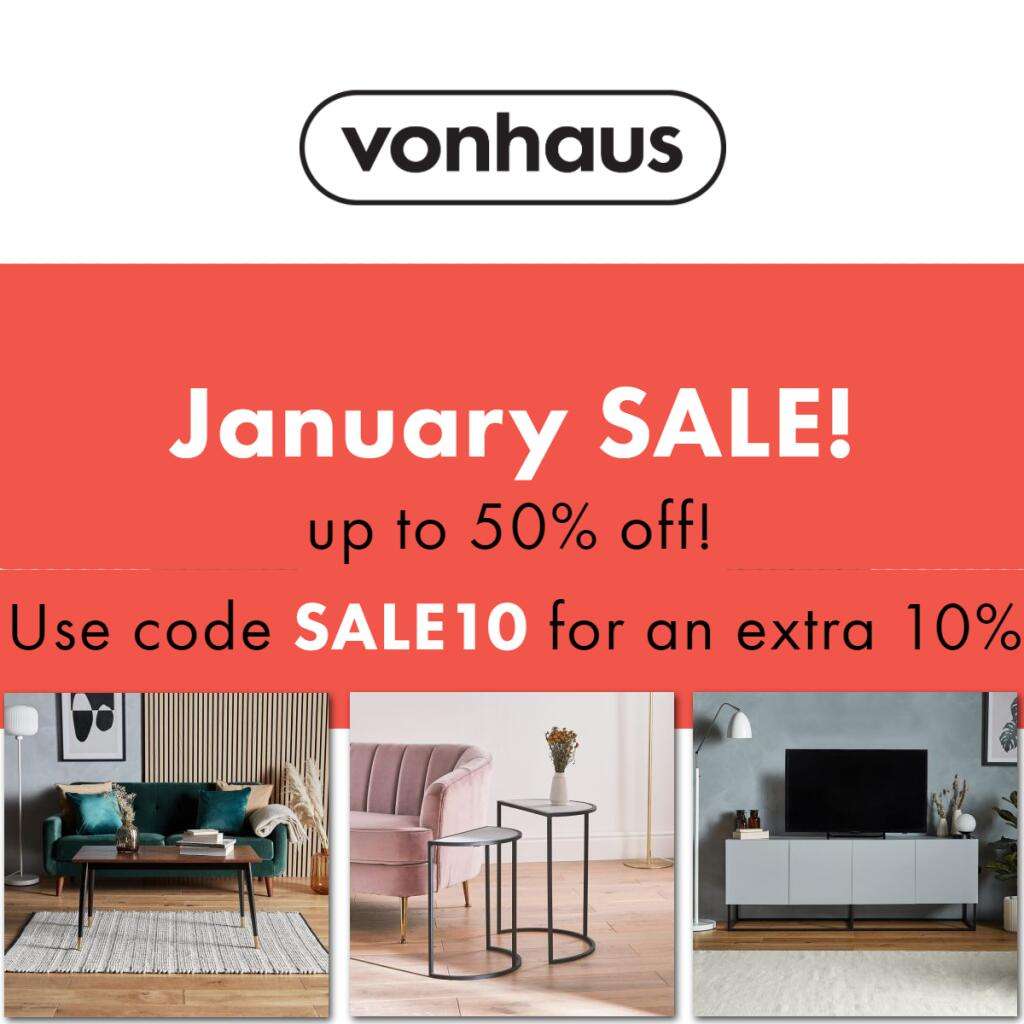 Januray Sale - Upto 50% off + Extra 10% Discount Using Code @ vonhaus (Free UK Mainland Delivery)