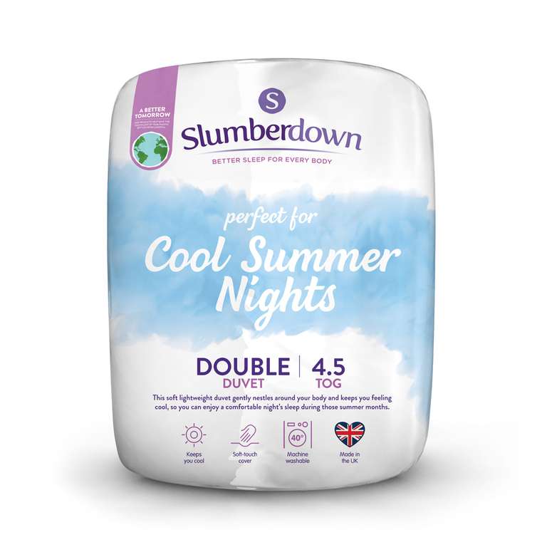 Slumberdown Cool Summer Nights Duvet - 4.5 Tog Single £10.95 / Double £13.50 / King £15 Delivered / 7.5 Tog Versions Too @ Sleepseeker