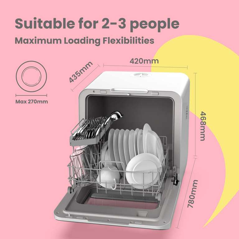 COMFEE' Mini Plus Dishwasher TD305-W Compact Table Top Dishwasher