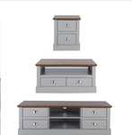 Crawford 3 Piece Package - TV Unit, Coffee Table and Lamp Table - Grey/Dark Oak Effect - £219 + £24.99 Delivery @ Very