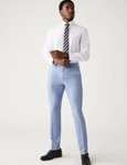 M&S Collection Slim Fit Marl Stretch Suit Trousers (Soft Blue / Pink) - Free Click & Collect