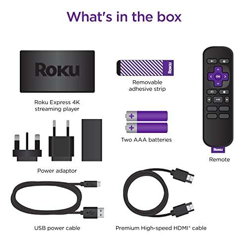 Roku Express 4K | HD/4K/HDR Streaming Media Player, Black £28.99 @ Amazon