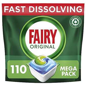 Fairy All-In-1 Dishwasher Tablets Bulk, 110 Tablets, Original, Effective Even On Dried-On Grease
