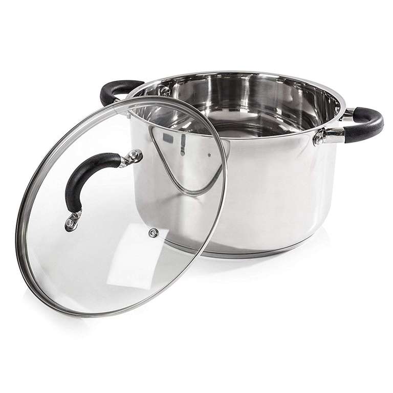 Tower T80837 Casserole Dish, 24cm- Stainless Steel, Silver