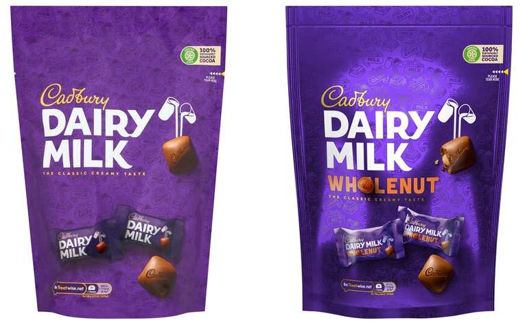 Cadbury Dairy Milk Chunk or Wholenut Pouch 350G / Cadbury Roses or Heroes Pouch 357G - £2.25 (Clubcard Price) @ Tesco