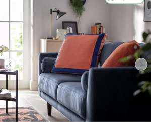 Habitat Velvet Block Patterned Cushion - Orange - 50x50cm (Free Click & Collect in Limited Locations eg Halifax / Leeds / Hull) @ Argos