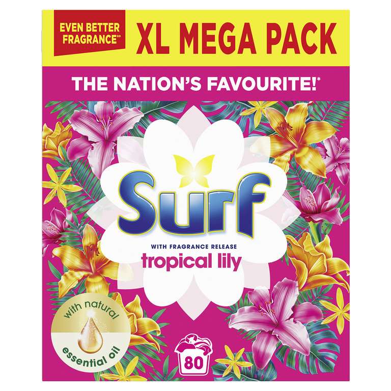 Surf Tropical Lilly XL Mega Pack 80 Washes with your More card via Morrisons app