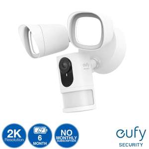 Eufy 2k Hardwired Floodlight Camera with 4GB eMMC Local Storage in White