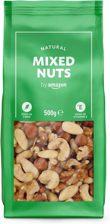 Amazon Unsalted Mixed Nuts, 500g - £3.26 / £2.92 with S&S