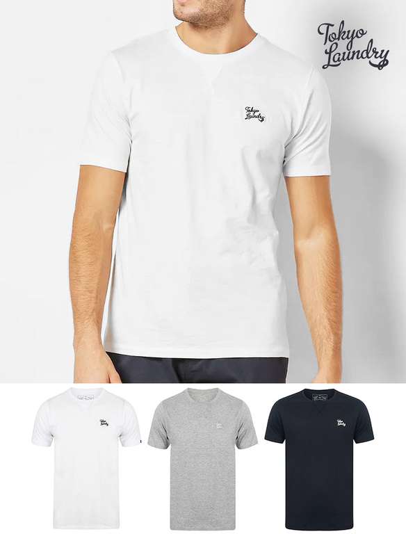 Koppelo (3 Pack) Crew Neck Cotton T-Shirts In White / Light Grey Marl / Navy - £9.17 with code + £2.49 delivery @ Tokyo Laundry