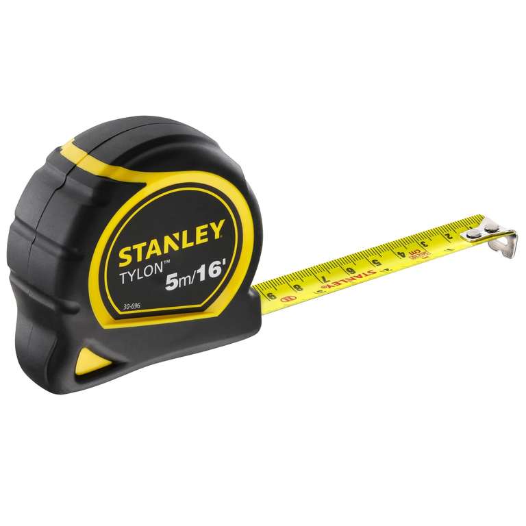 STANLEY TYLON Tape Measure 5M/16 Feet Compact Case with Cushioned Grip Metric and Imperial System, Class II Accuracy 1-30-696