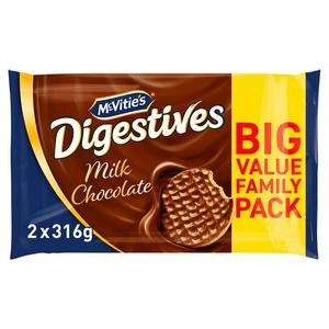 McVitie's Digestives Milk Chocolate x2 Biscuits 316g £1.50 @ Sainsbury's