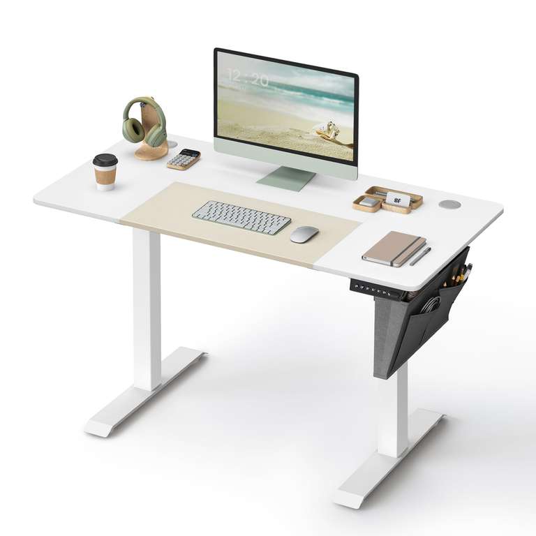 SONGMICS Electric Standing Desk, Height Adjustable Desk, 60 x 120 x (72-120) cm, White and Black,W/Voucher,Sold&Dispatched By SONGMICSHOMEUK