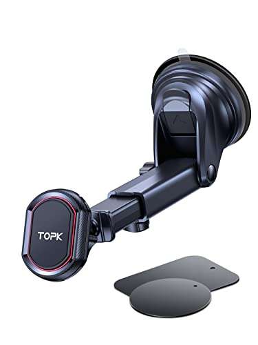 TOPK Magnetic Car Phone Holder for Windshield and Dashboard, Adjustable Long Arm - £5.99 with voucher, sold by TOPK @ amazon