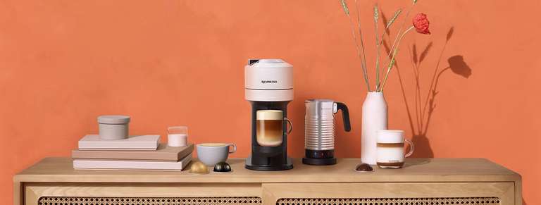 Vertuo Next with 50 capsules, £75 off Subscription and Claim a Free Aerocinno 4 £79 @ Nespresso