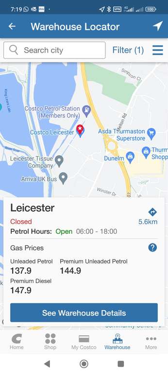 Costco Fuel - Unleaded Petrol - £1.379 / Premium Unleaded Petrol - £1.449 / Premium Diesel - £1.479 at Costco (Leicester)