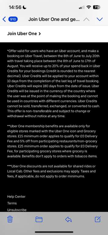 Uber One Exclusive - Get 20% Uber credit back on ALL train fares including Railcard discount. Includes Coaches & Eurostar @ Uber