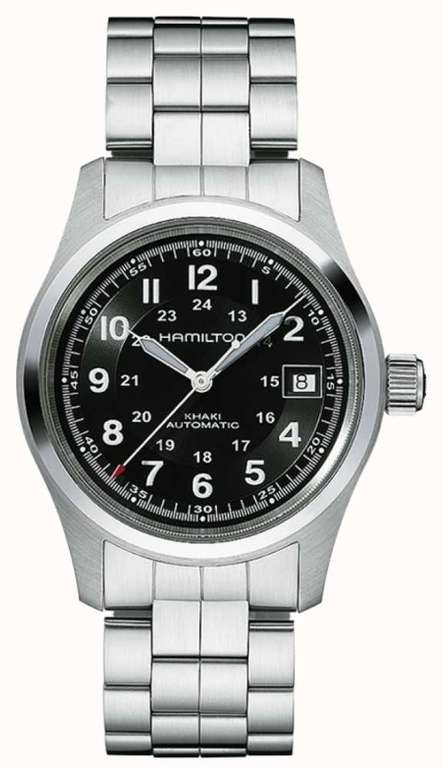 Hamilton Men's Khaki Field Watch 38mm H70455133 Auto Steel Strap Black Dial £420 at First Class Watches