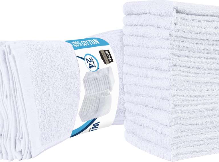 24X Utopia Towels - Cotton Washcloths Set - 30 x 30 cm - 100% Ring Spun Cotton - Various Colours - Sold By Utopia Deals Europe FBA