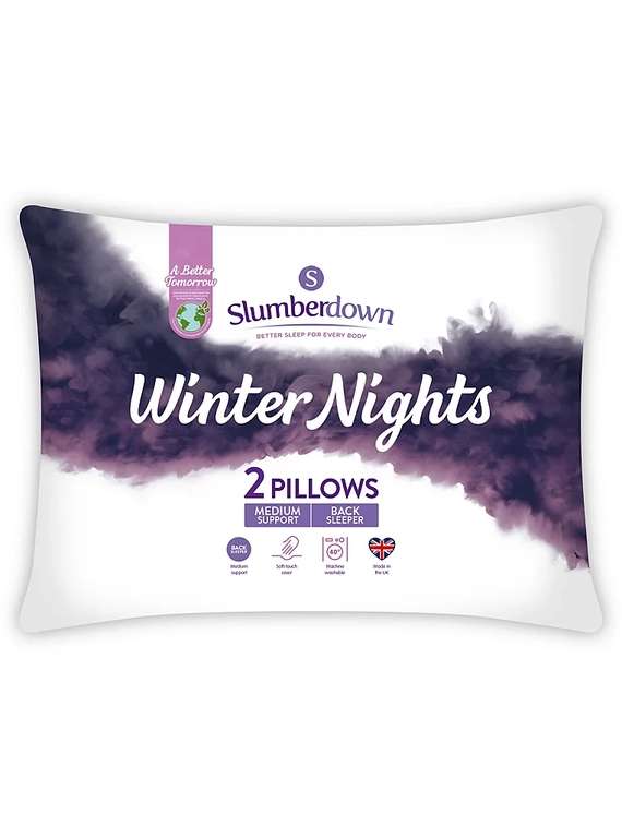 Slumberdown Winter Nights Medium Pillow Pair +Free Click & Collect