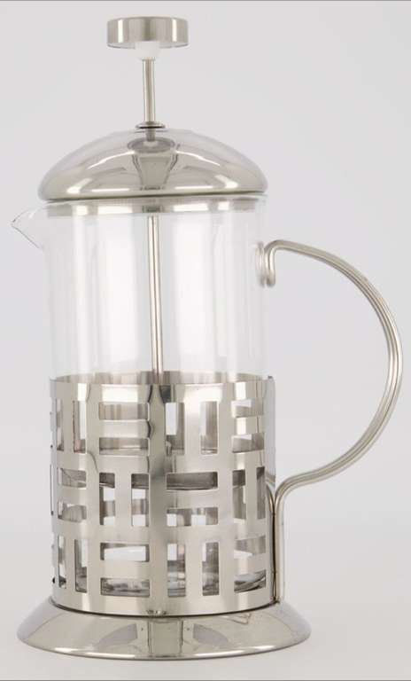 Silver Tone French Press Coffee Maker 600ml £6 + Free Click and Collect @TKMAXX