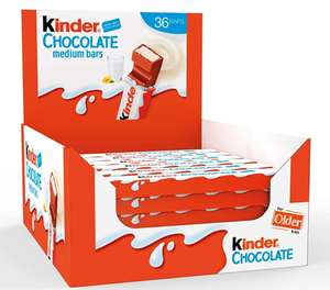 Kinder Chocolate Medium Bars, Pack of 36 £7.20 / £6.84 subscribe and save @ Amazon