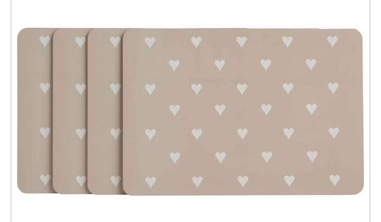 Wilko Hearts Placemats 4pk reduced to 20p with Free Collection (limited stores) @ Wilko