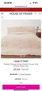 Teddy Fleece King Duvet Set by I Saw It First from House Of Fraser - £9 + £4.99 Delivery