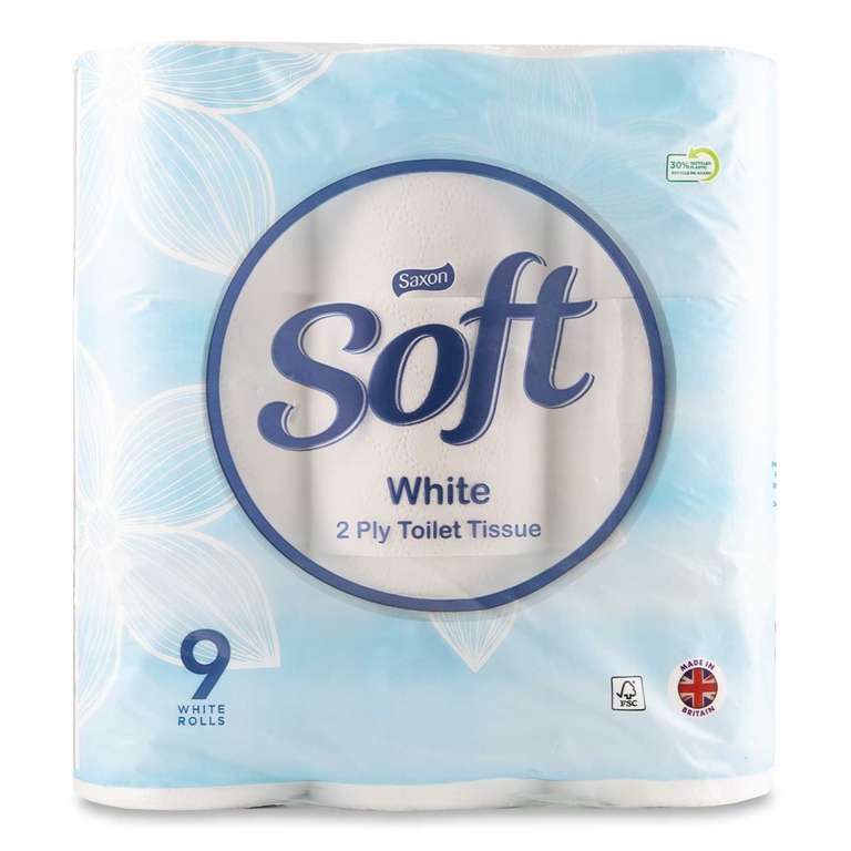 Saxon Soft White Toilet Tissue 9 Pack