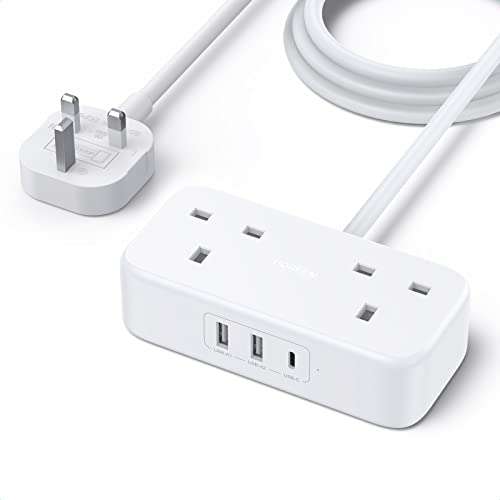 UGREEN 30W 1.8m Extension Lead with USB C Slot (PD - fast charge) /2 AC Outlets/2 USB A £16.99 (prime members) @ Amazon /Ugreen