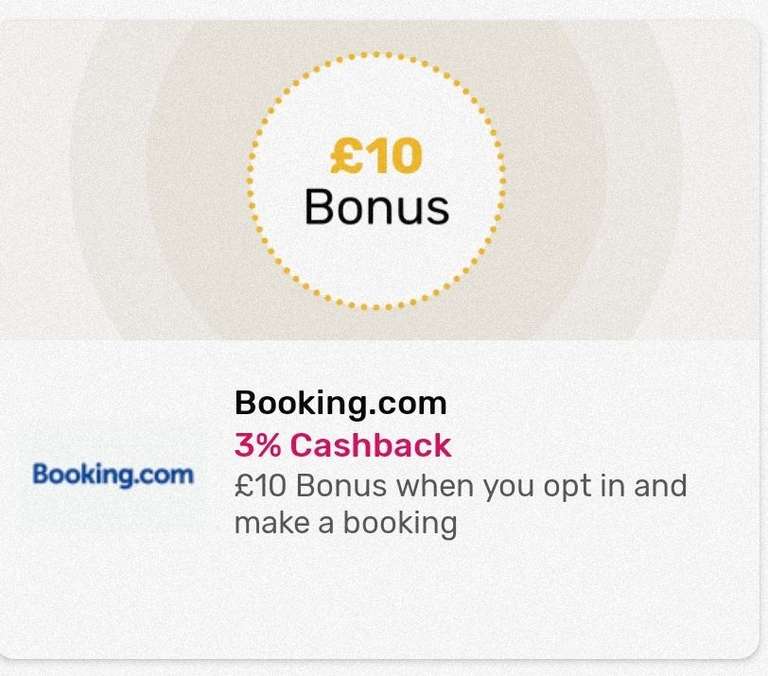 £10 Bonus (+3% cashback) @ Booking.com via Quidco. Opt-In Required.