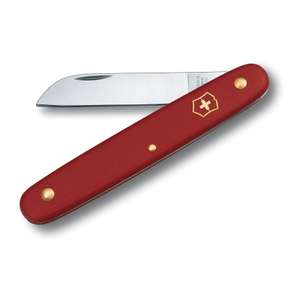 Victorinox Garden Floral Knife with Stainless Steel Straight Blade - Swiss Made - Red