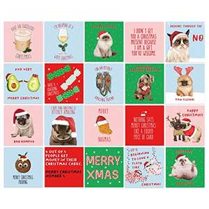 Pack of Christmas Cards - 20 Funny Xmas Cards - Envelopes - Multipack - Comes with Stickers - Made in the UK, Sold By Central 23, FBA