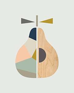 Art Group The Little Design Haus (Scandi Pear) -Canvas Print 40 x 50cm, Wood, Multi-Colour, 40 x 50 x 1.3 cm