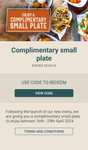 Complimentary small plate menu item for O'Neills App users - dine in only