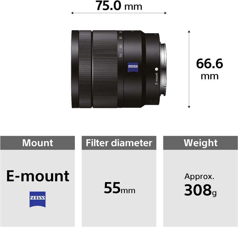 Sony SEL1670Z 16-70MM F4.0 ZA OSS Carl Zeiss Vario Tessar Zoom lens ( Sony E-Mount / APS-C )