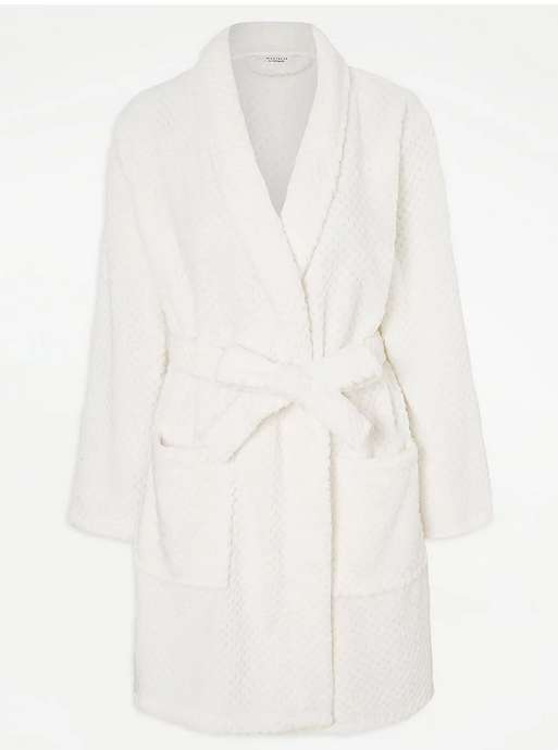 Women's Cream / Grey Waffle Fleece Dressing Gown (Sizes XS-XL) + Extra 10% off with George Reward Points + Free Click & Collect