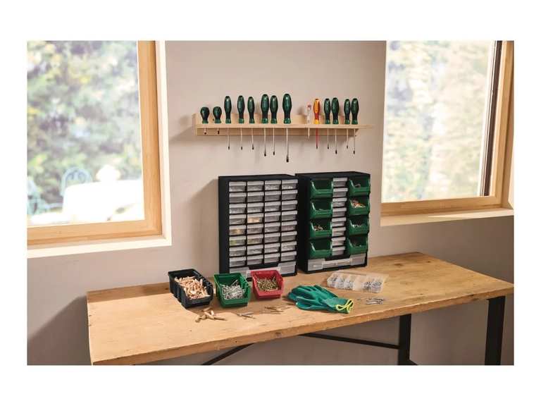 PARKSIDE Small Parts Organisers – 17 or 33 Drawers - 3-year warranty, transparent drawers, dividers and self-adhesive labels
