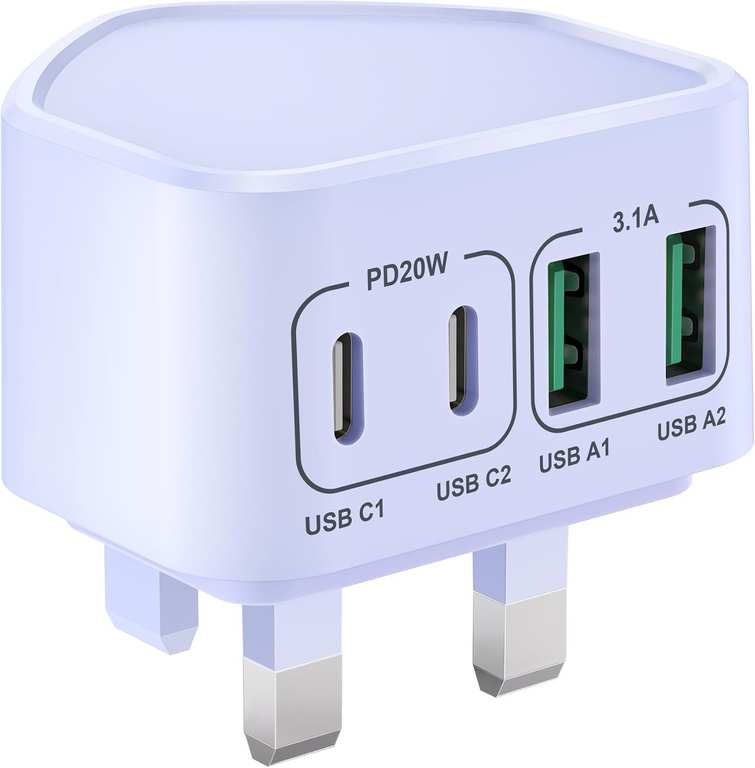 Saqykan USB C Plug Charger - Fast Charge, 40W 4-Port - 2 for £12.74 - Sold by DANIEL RAJ LTD FBA