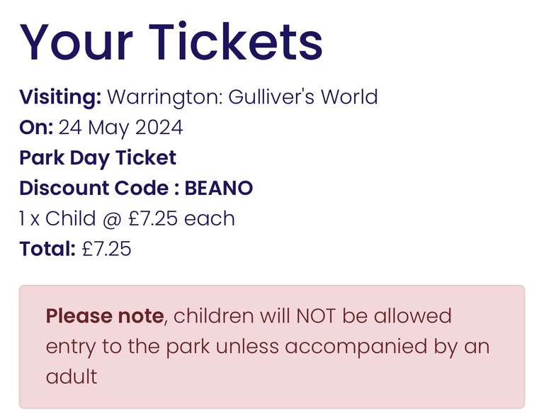 50% Off Children's Tickets W/Code - Starting from £7.25 (Afternoon) + Accompanying Adult Ticket £15