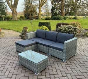 Grey rattan garden furniture sofa lounger outdoor patio wicker with coffee table £159.96 with code @ Klien Interiors eBay