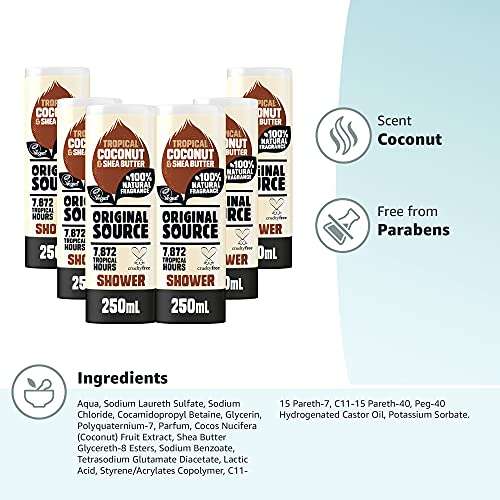Original Source Coconut & Shea Butter Shower Gel, 6x250ml £7.74 / £7.35 Subscribe & Save @ Amazon
