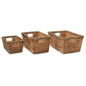 B&Q Seagrass & Water Hyacinth Non-foldable Stackable Storage basket, Set of 3 - £12 With Click & Collect @ B&Q