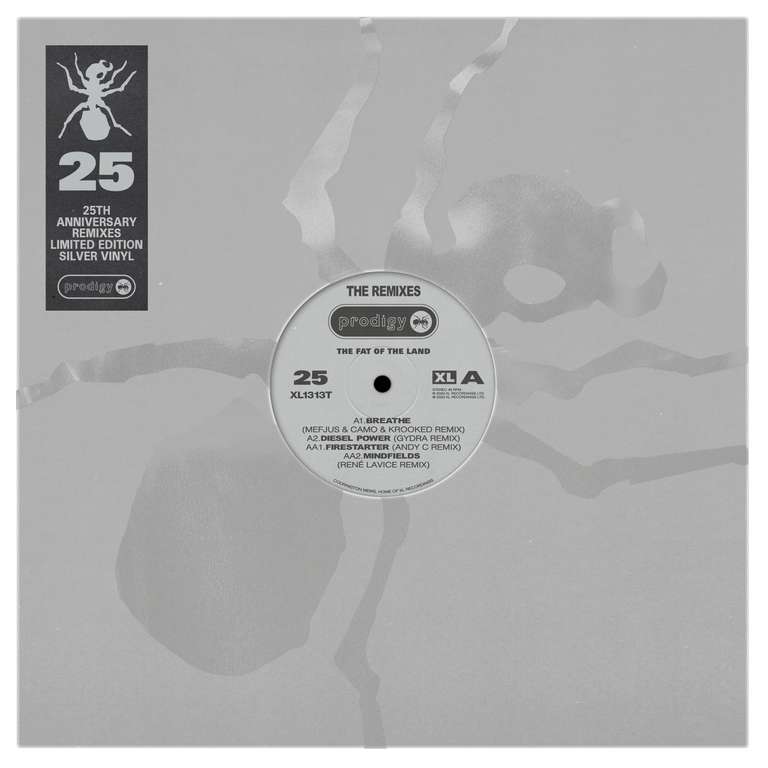 The Prodigy - The Fat Of The Land 25th Anniversary – Remixes Silver 12" Vinyl Single £11.99 (Pre-order) + Free Collection @ HMV
